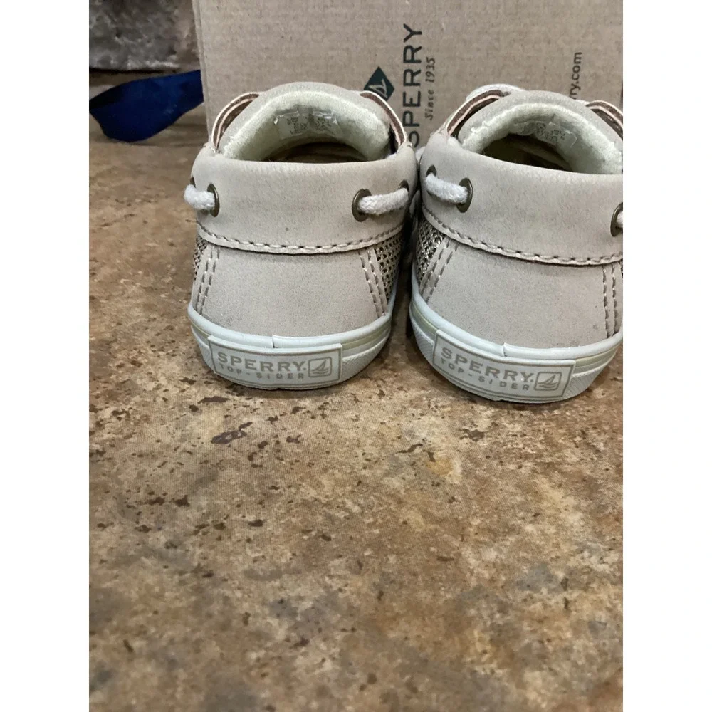 Sperry Intrepid Crib Linen Oat Loafer Boat Shoes Girls Toddler Size 2M New